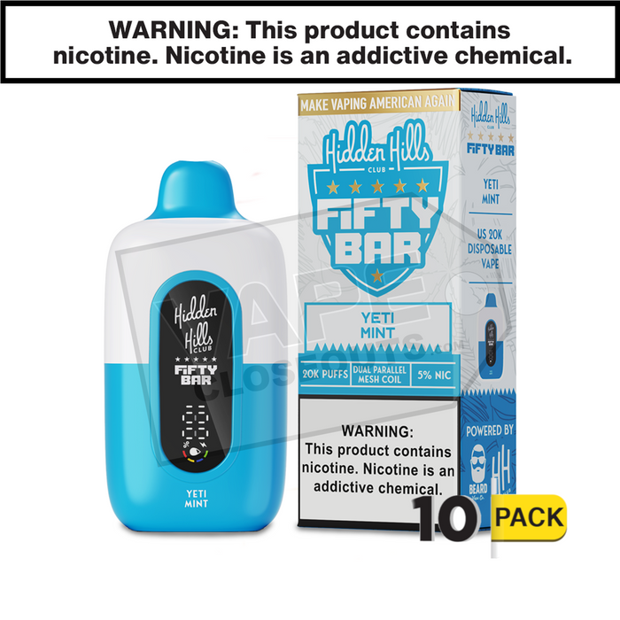 Yeti Mint Fifty Bar 20K Hidden Hills Disposable Vape Yeti Mint Fifty Bar 20K Hidden Hills Disposable Vape