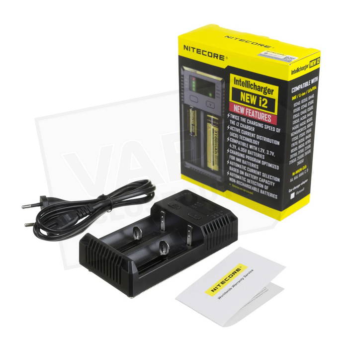 Nitecore I2 IntelliCharger - 2 Bay Battery Charger with LCD Screen
